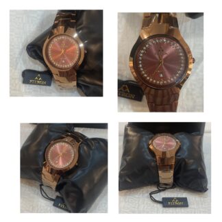 Fitron Quartz Sapphire Stainless Steel Watch - Rose Gold with Crystal Bezel (Copy)